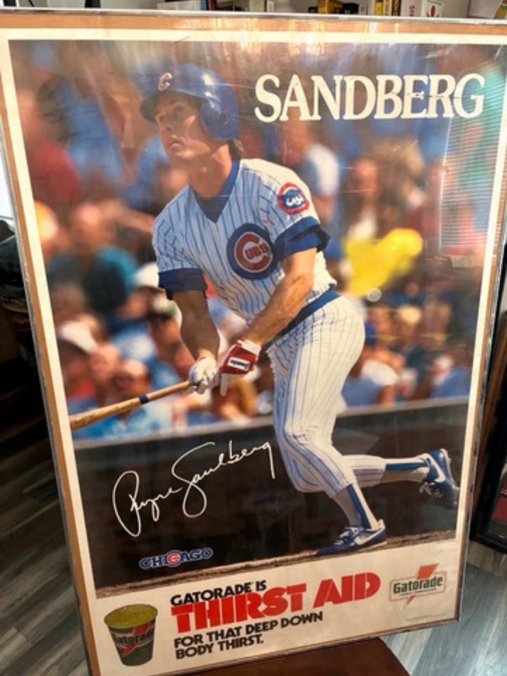 MLB Chicago Cubs Sandberg Gatorade Signed Poster